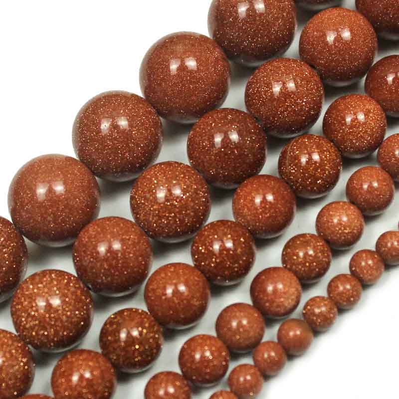 fiasrel 1bundle 4-12mm Goldstone Loose Round Beads Wholesale - Natural Gemstone with Gold Flakes DIY Handmade Beading Supplies Beads
