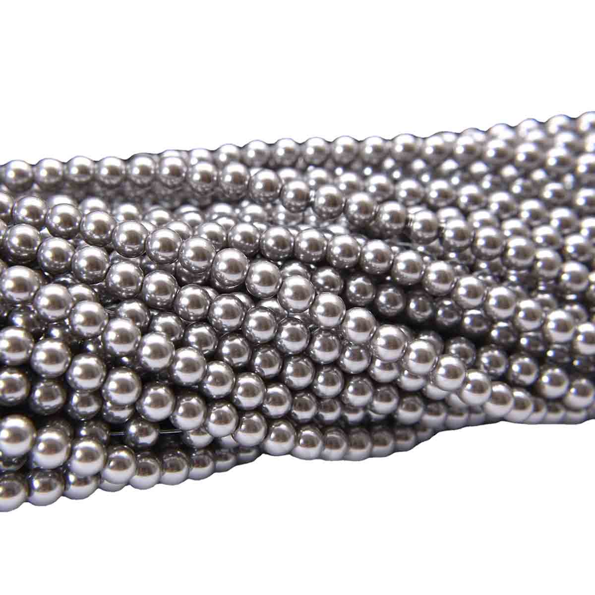 fiasrel 1bundle 3-12mm Matte Gray Crystal Glass Full-Hole Beads, Loose Beads for Stringing, Imitation Pearl DIY Jewelry Accessories for Necklace