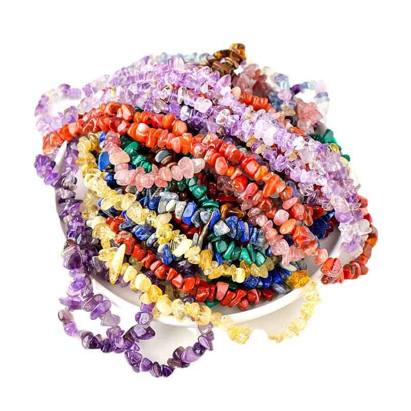 fiasrel 1bundle Natural Stone Irregular Long Beaded Strand with Clear Quartz, Rose Quartz, Amethyst, Agate, and Jade Chips