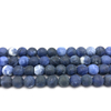 fiasrel 1bundle 4-12mm Raw Matte Vintage Blue Veined Linen Stone Loose Beads Handmade DIY Necklace, Earrings & Beaded Bracelet Women's Round Gemstone