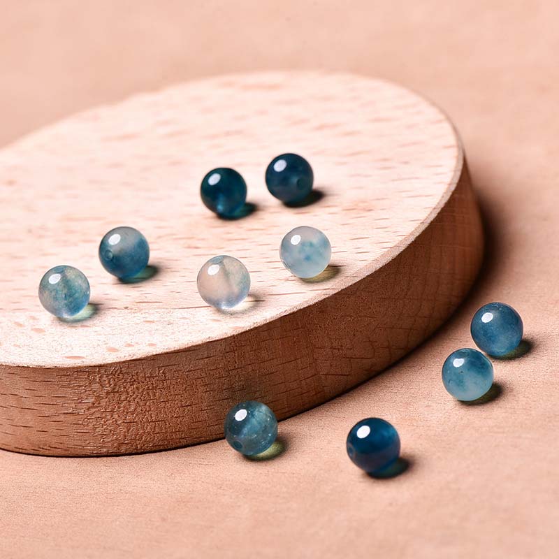fiasrel 4-14mm Natural Ice Blue Chalcedony Beads Floating Floral Round Beads