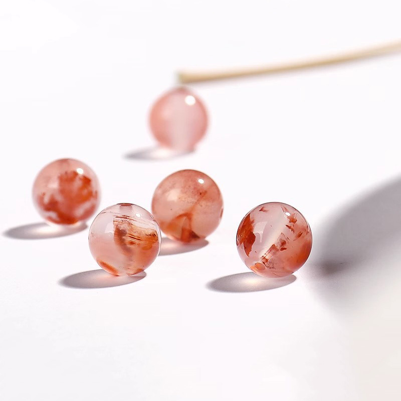 fiasrel 1bundle Ice-Floating-Flower Nanhong Agate Loose Beads & Spacers – DIY Round Beaded Bracelet