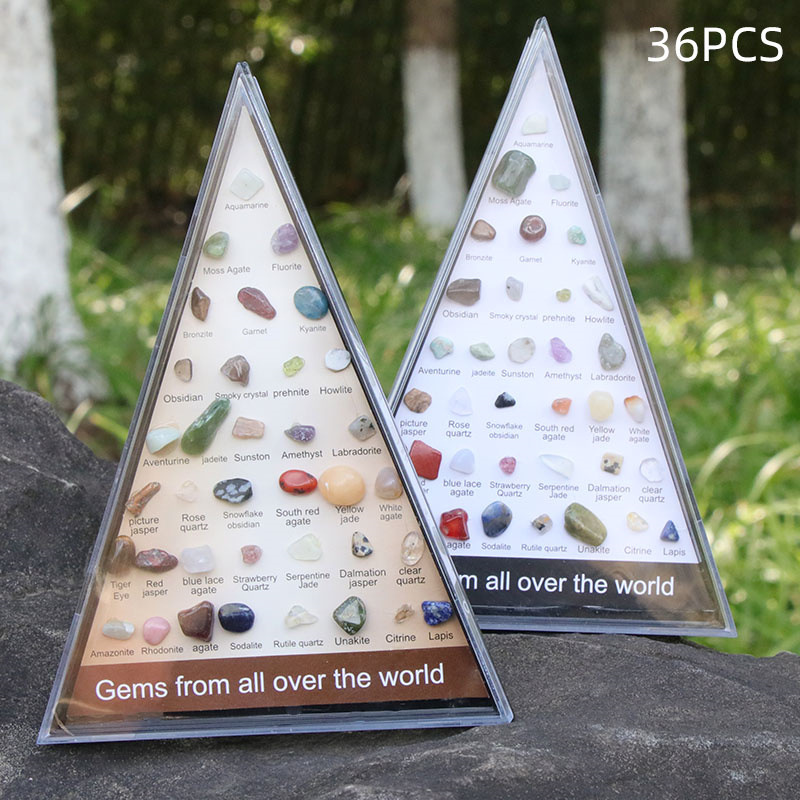 fiasrel Polished Rolling Stone Specimens Boxed Crystal Jade Semi-Precious Stones Collection Popular Science Ornaments 