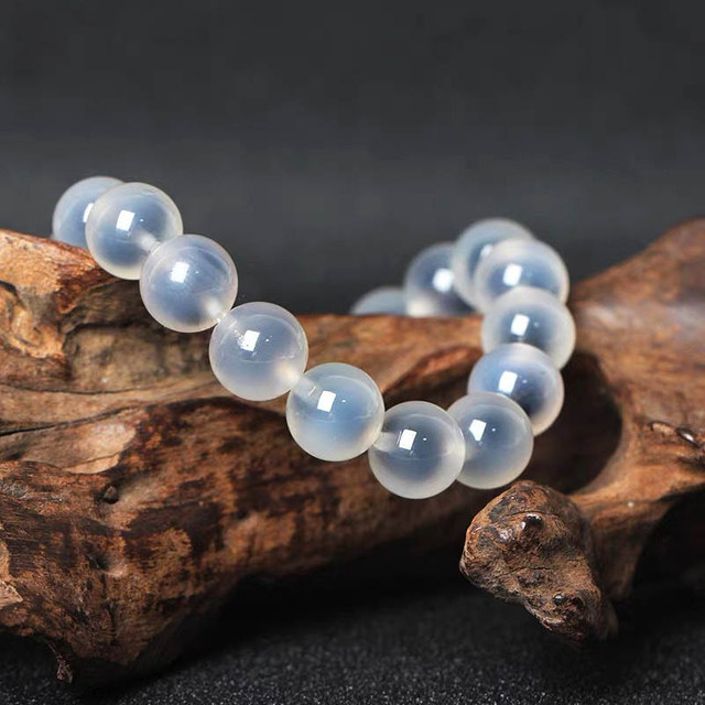 fiasrel 1bundle Natural SugarAgate Loose Beads Round Gemstone DIY Crystal Jewelry – Haze Blue & Black Half-Candy Bracelet