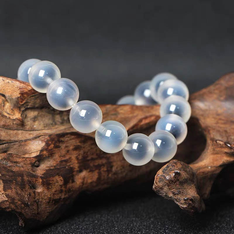 fiasrel 1bundle Natural SugarAgate Loose Beads Round Gemstone DIY Crystal Jewelry – Haze Blue & Black Half-Candy Bracelet