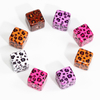 fiasrel 1bundle Leopard Print Square Acrylic Beads with Straight Holes for DIY Keychains & Phone Charms Accessories