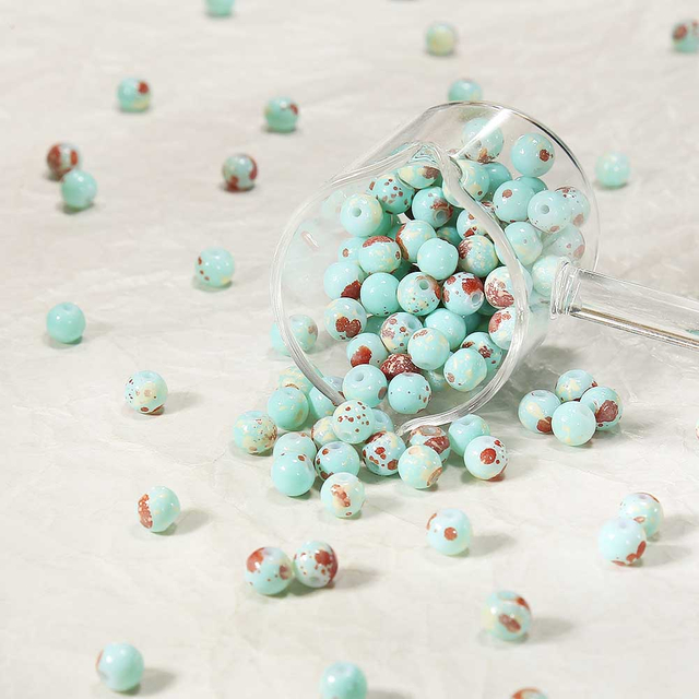fiasrel 1bundle Shoushan Stone-Look Glass Beads - DIY Loose Beads for Handmade Bracelets