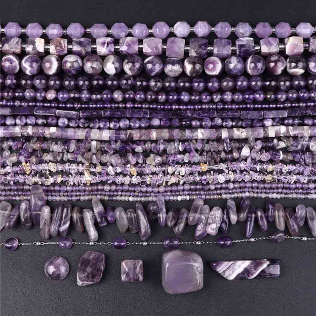 fiasrel 1bundle Natural Amethyst Beads – Faceted Abacus & Round Beads for DIY Bracelet Necklaces
