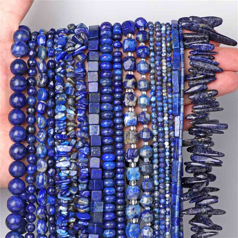 fiasrel 1bundle Lapis Lazuli Bead Mix – Spacers, Crushed Chips & Pendants for DIY Necklace Bracelet Making