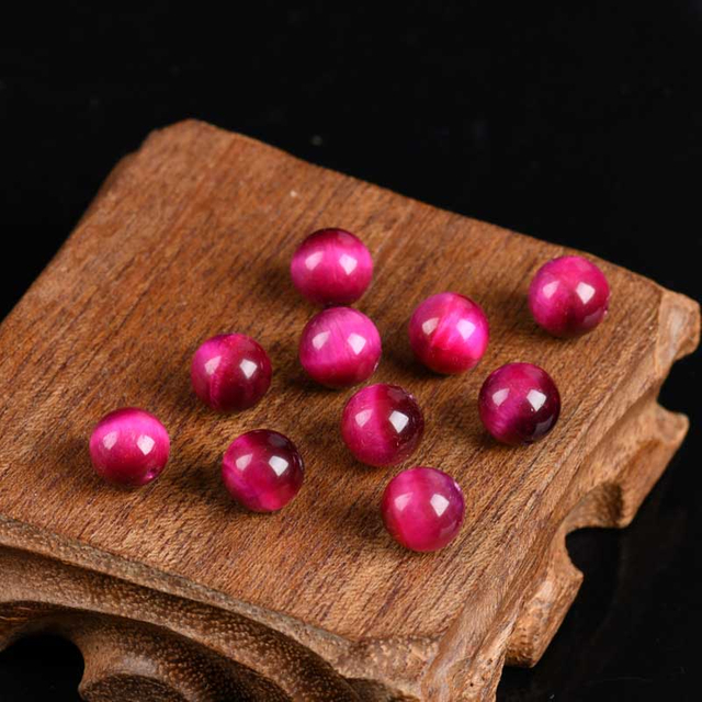 fiasrel 1bundle Rose Red Tiger Eye Beads Loose Gemstone Beads for Handmade Bracelet Making