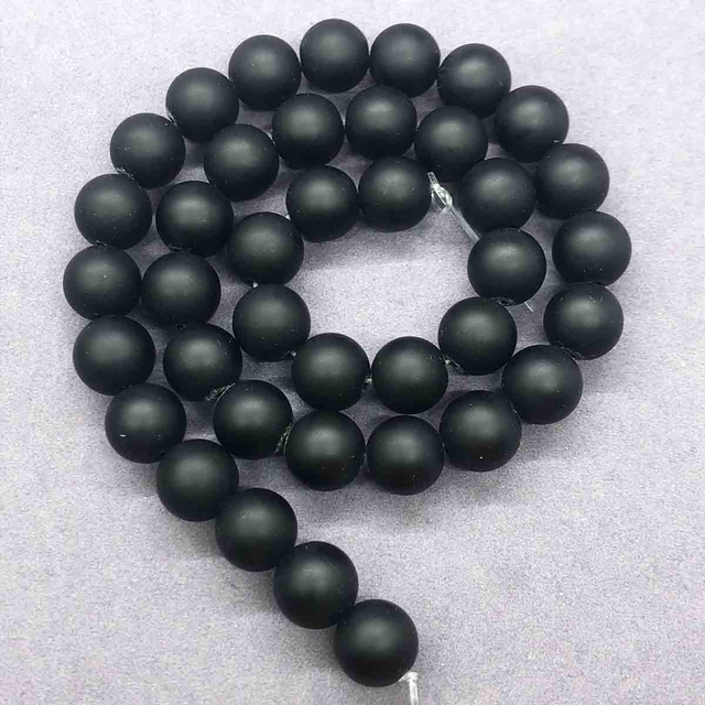 fiasrel 1bundle Black Glass Beads - Smooth & Frosted Round Loose Beads for Jewelry Making