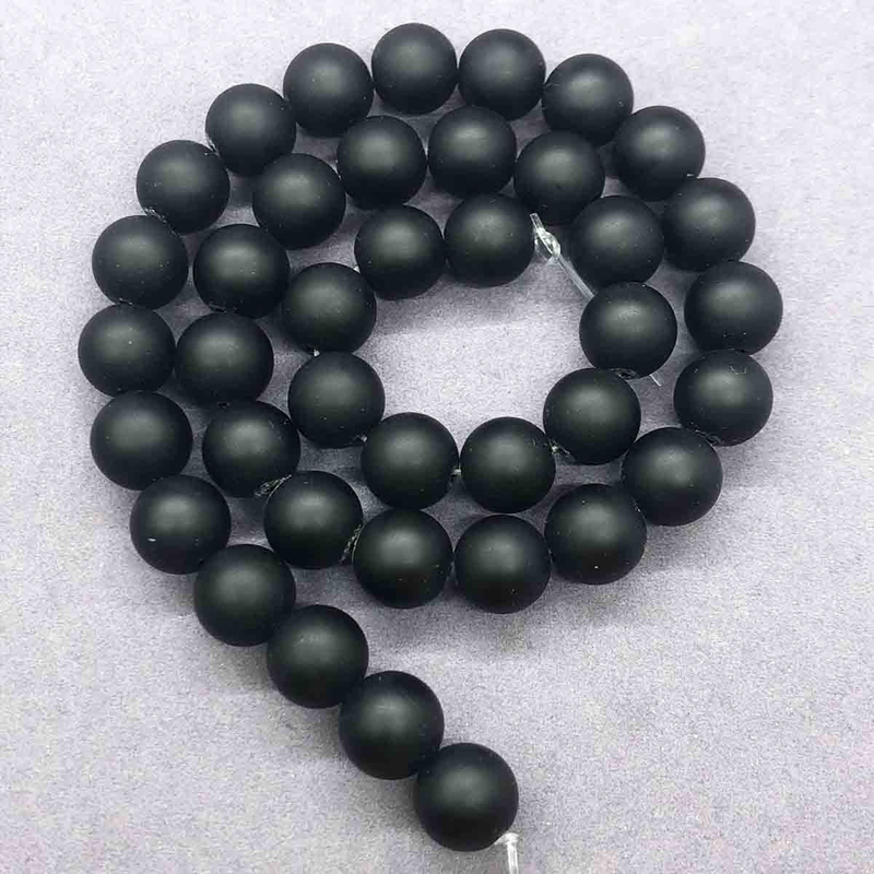 fiasrel 1bundle Black Glass Beads - Smooth & Frosted Round Loose Beads for Jewelry Making