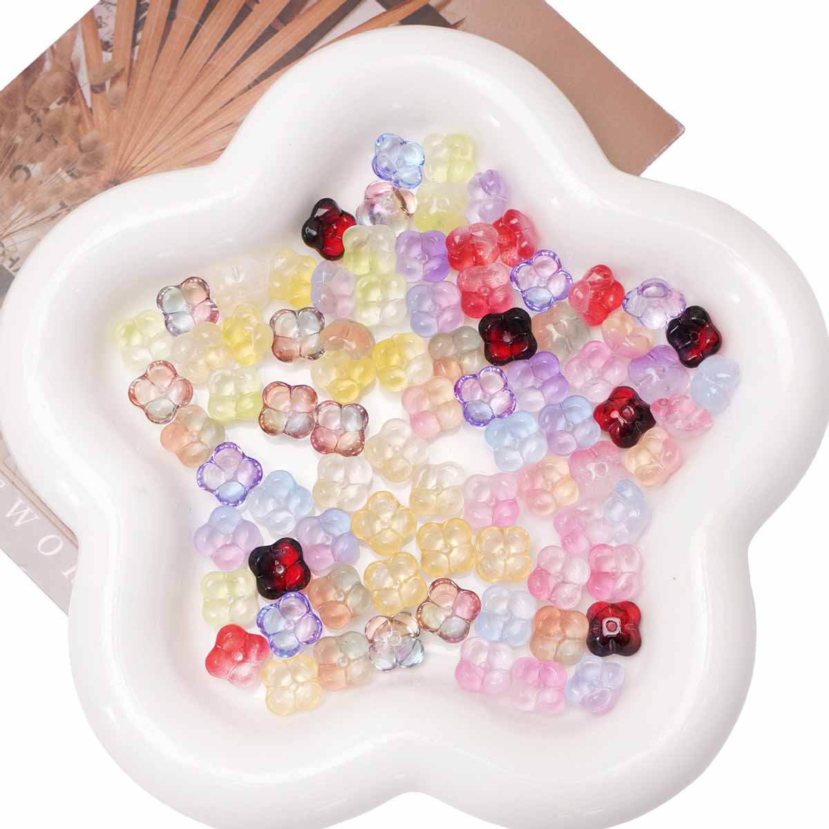 fiasrel 1bundle 10mm Jelly Osmanthus Glass Beads Bulk DIY Craft Supplies for Bracelets Phone Charms & Jewelry Making