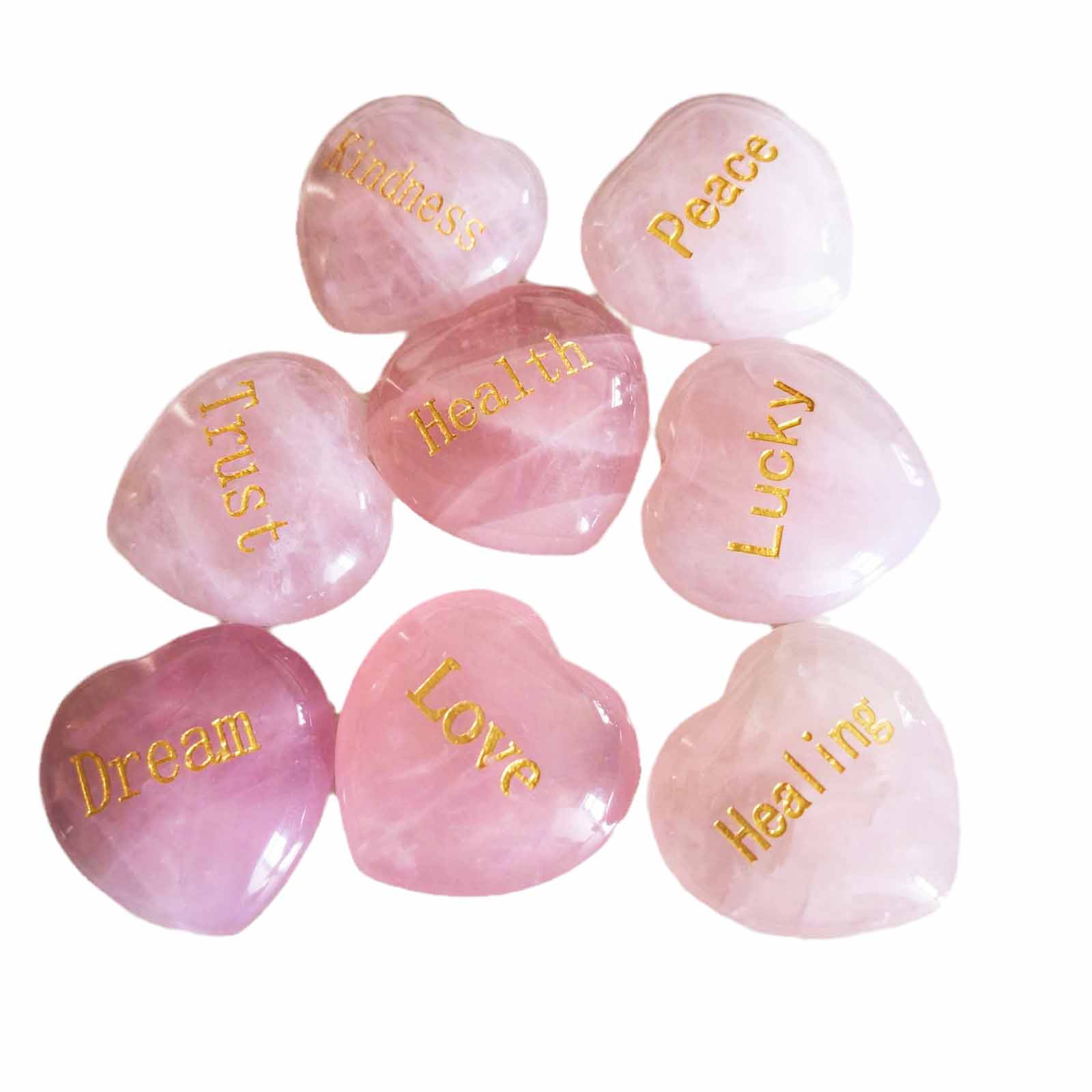 fiasrel 1bundle Natural Rose Quartz 30mm Raw Stone – Engraved Heart Wish Stone Pocket-Sized Stress Relief DIY Jewelry