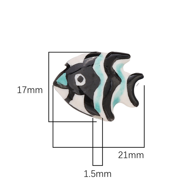 fiasrel 1bundle Hand-Painted Ceramic Tropical Fish Beads – Loose Beads for DIY Bracelet & Necklace Making