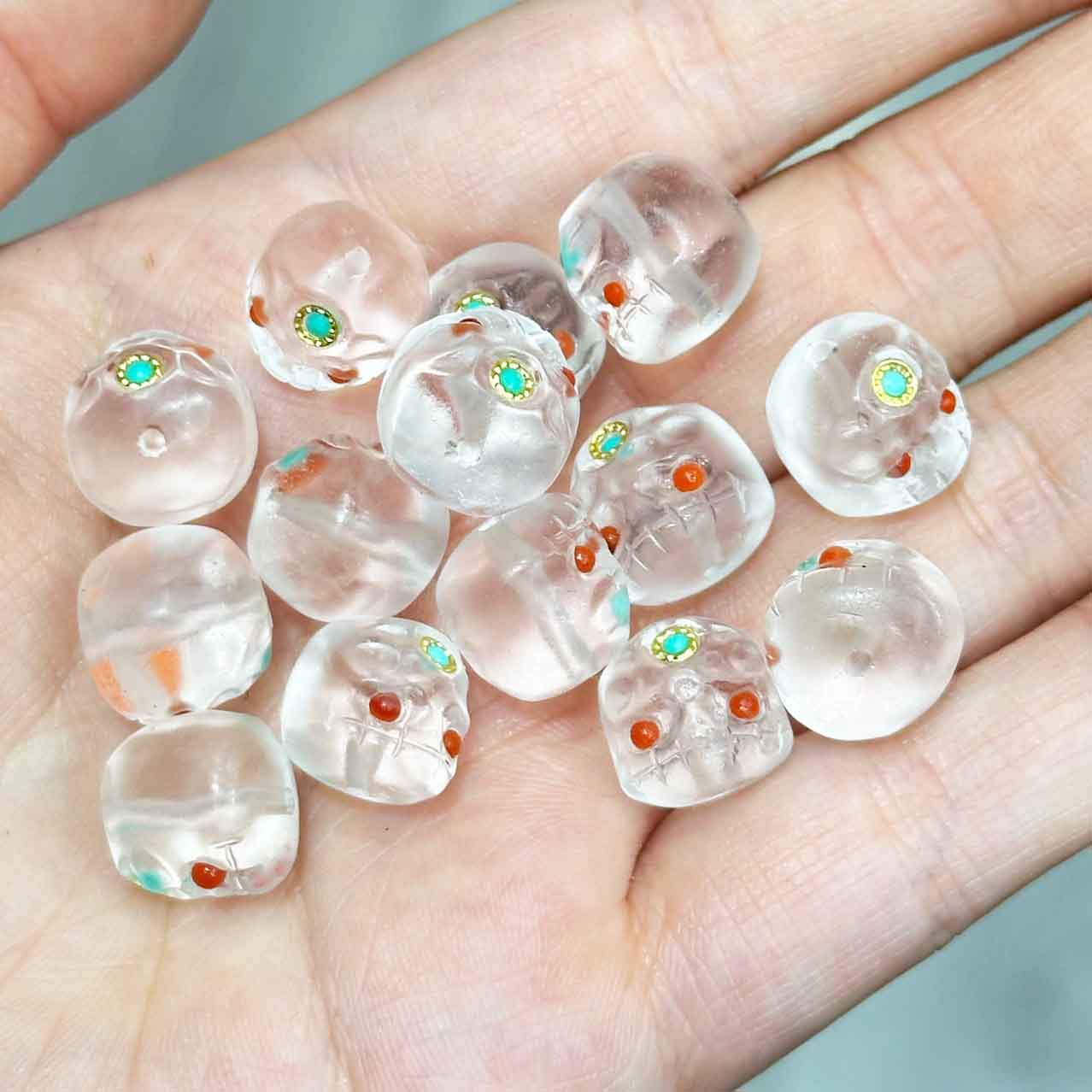 fiasrel 1bundle Sherpa Glass Beads – Handmade Buddhist Prayer Beads & DIY Accessories for Phone Charms/Pendants/Necklaces