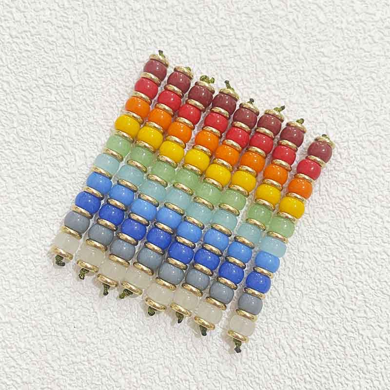 fiasrel 1bundle 4×6mm Rainbow Glass Spacer Beads 