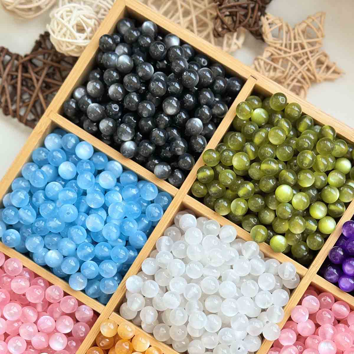 Fiasrel 1bundle 10mm Resin Cat Eye Beads - DIY Accessory Components for Phone Keychains Bracelets Necklaces and Jewelry Making Supplies Bulk Beads