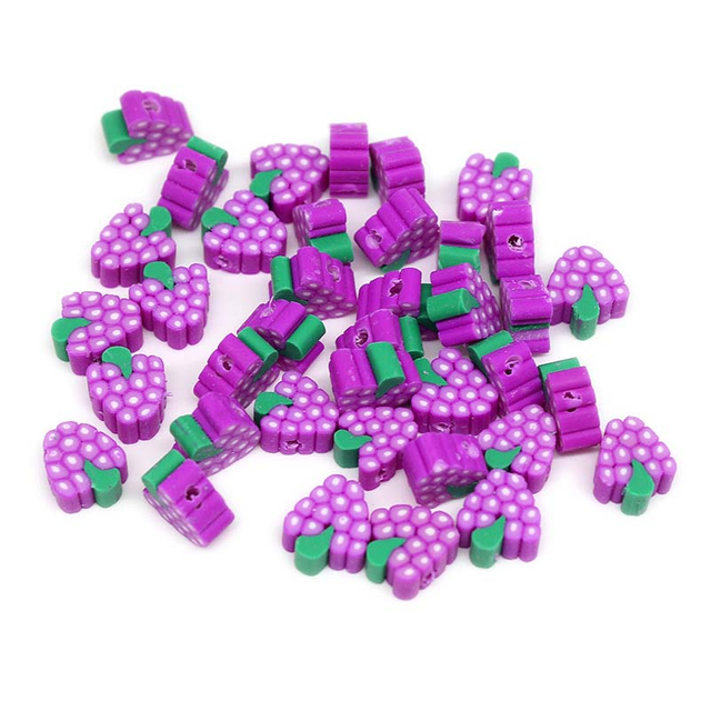 Fiasrel 1000pcs 10mm Fruit soft clay beads - grapes