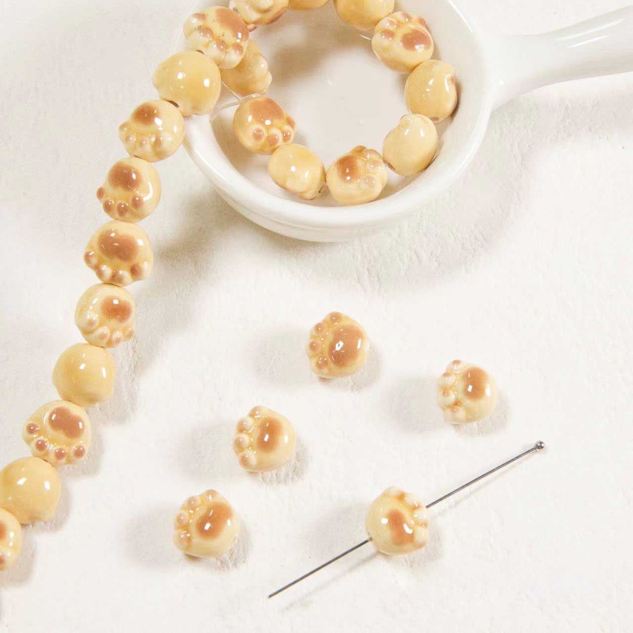 Fiasrel Colored glazed cat paw ceramic beads