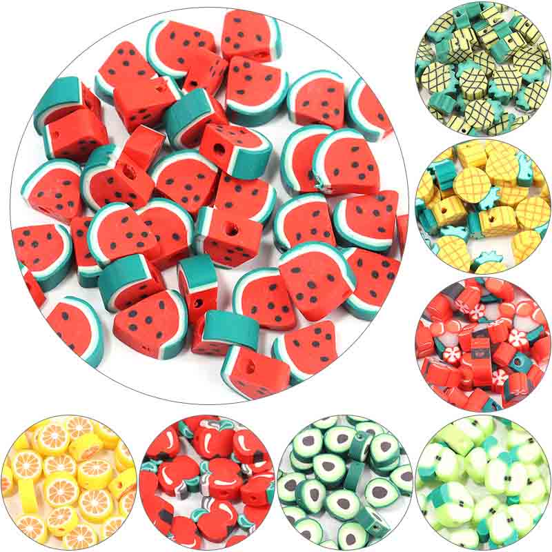 Fiasrel 50pcs Colored fruit soft clay beads