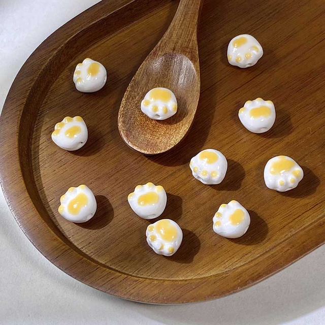 Fiasrel Cute kitten paw and bear paw ceramic beads