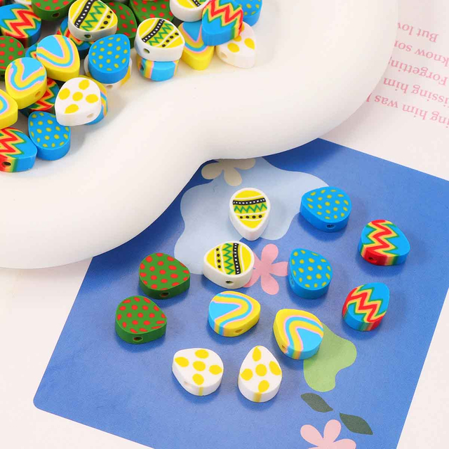 Fiasrel 100pcs Easter egg beads and soft clay beads