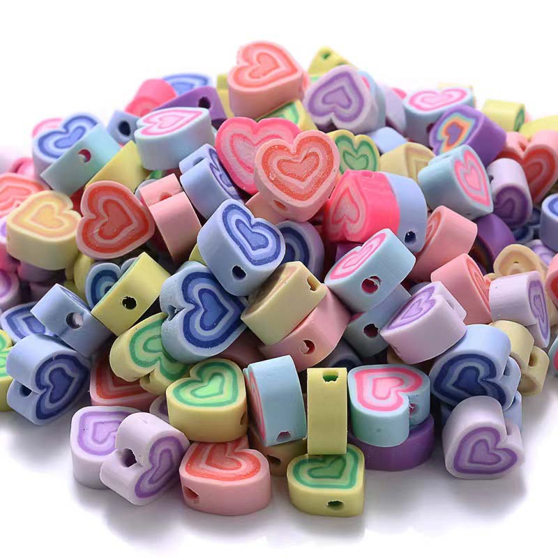 Fiasrel 1000pcs Kaleidoscope, peach heart, soft ceramic beads