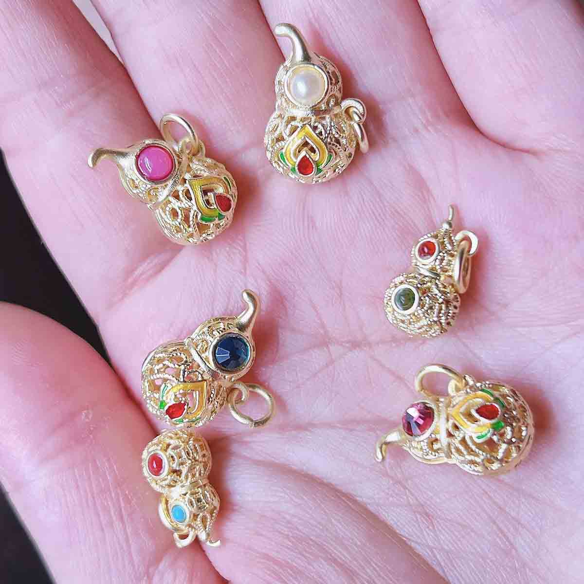 Fiasrel DIY Gourd-shaped gemstone pearl Drop Pendant