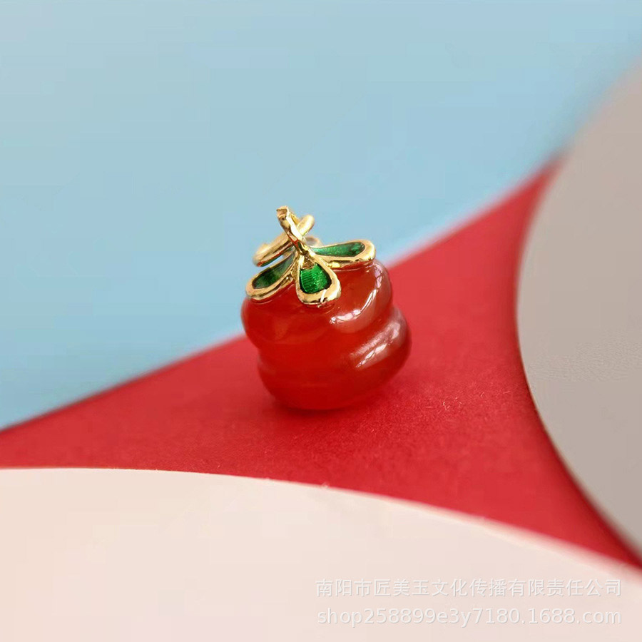 Fiasrel Red agate persimmon Drop Pendant