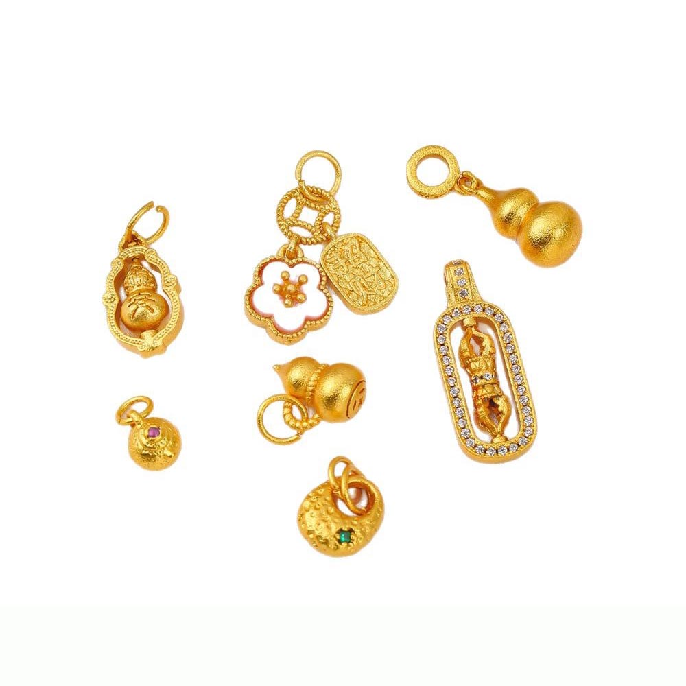 Fiasrel Gourd, Peach blossom and Vajra Drop Pendant