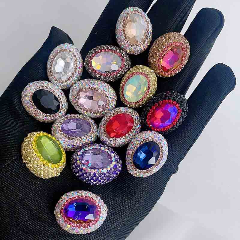 Fiasrel 5pcs Elliptical diamond ball DIY Shamballa Beads