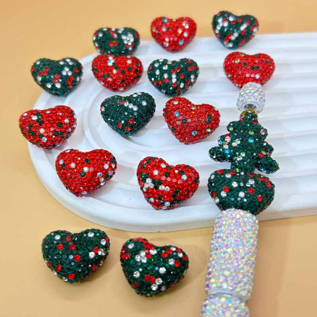 Fiasrel 20pcs Christmas is filled with hearts DIY Shamballa Beads