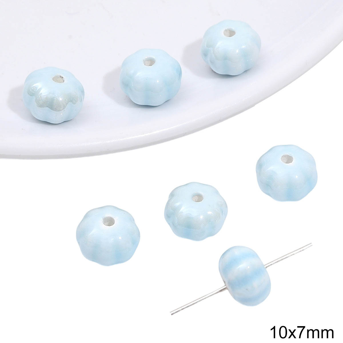 Fiasrel Ceramic blue beads