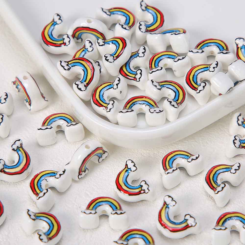 Fiasrel Cute cloud rainbow ceramic beads