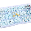 Fiasrel Blue flower and grass ceramic beads