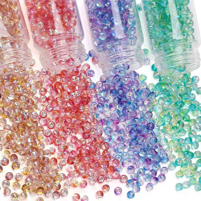 Fiasrel 10g Two-Tone Aurora Glass Round Beads Seed Beads
