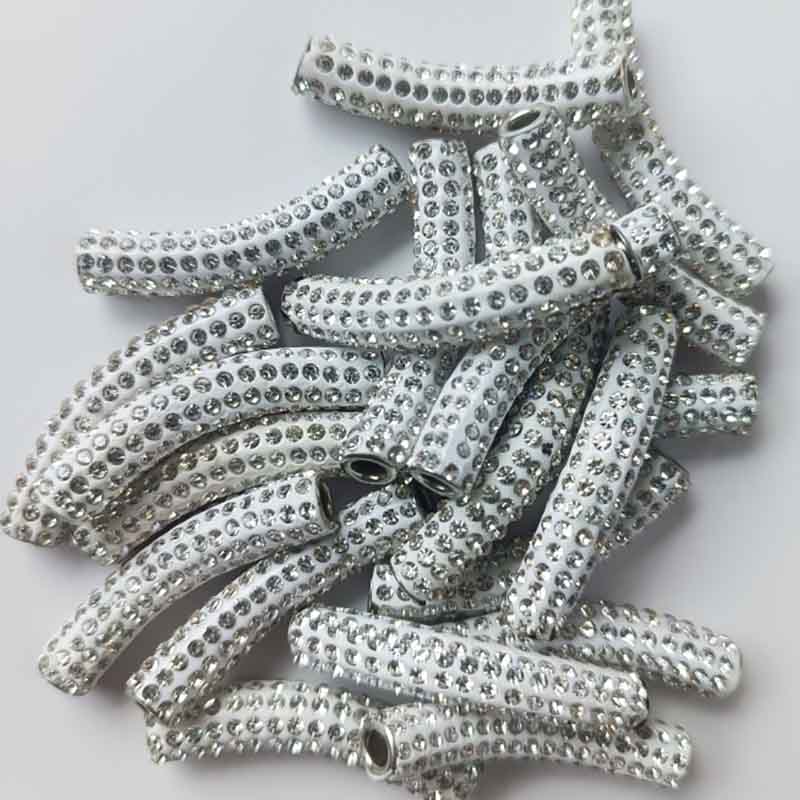Fiasrel 2pcs Full-drilled curved tube soft clay DIY Shamballa Beads