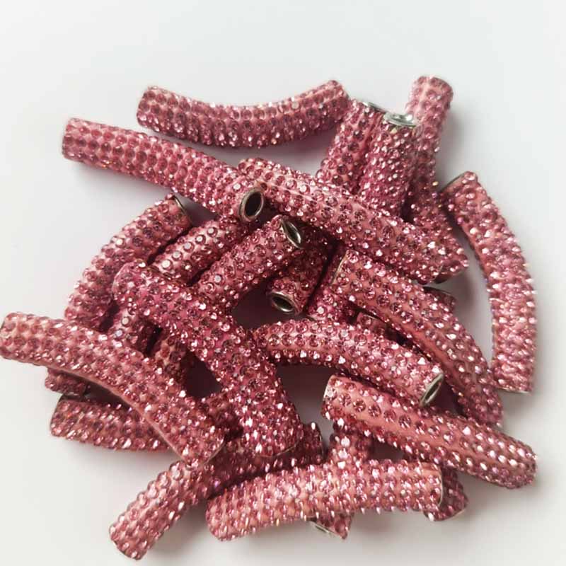 Fiasrel 2pcs Full-drilled curved tube soft clay DIY Shamballa Beads