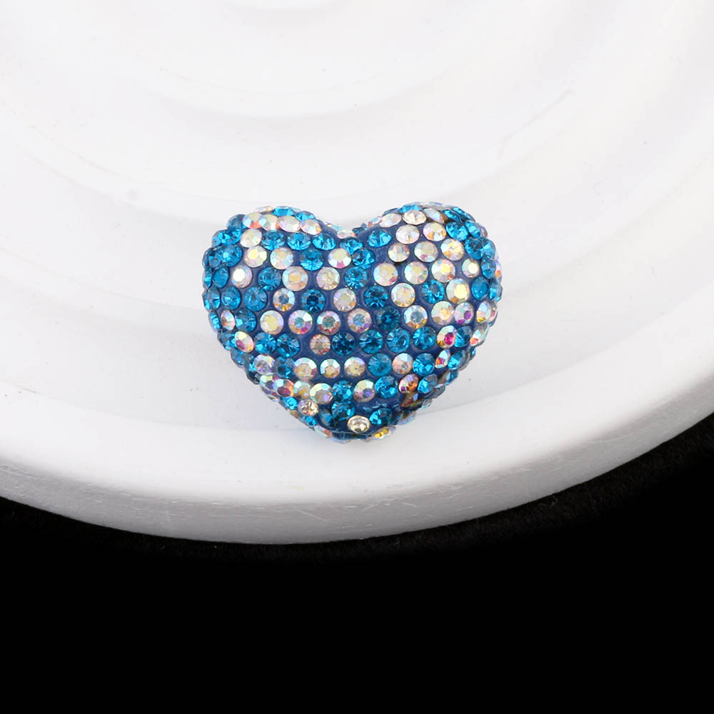Fiasrel 6pcs Heart-shaped colored clay drill DIY Shamballa Beads