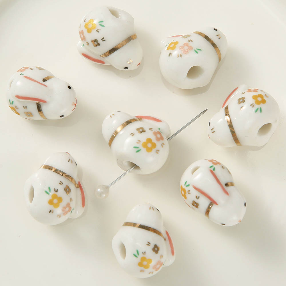 Fiasrel Creative little rabbit ceramic beads