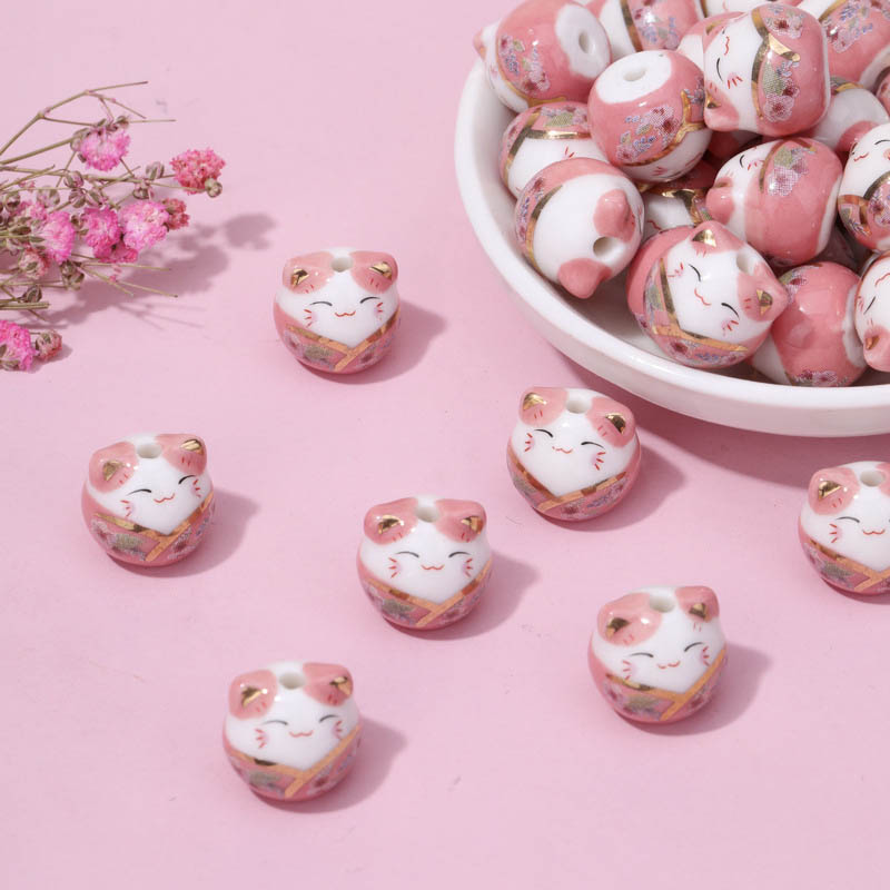 Fiasrel A-style Maneki Neko Ceramic beads