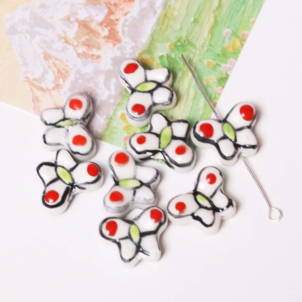 Fiasrel diy hand-painted butterfly ceramic beads