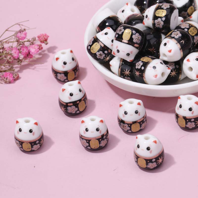 Fiasrel Model B Maneki Neko Ceramic Beads