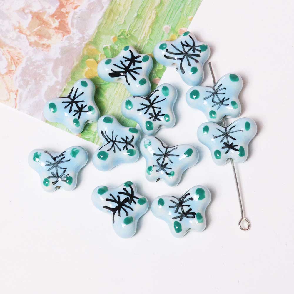 Fiasrel Blue hand-painted butterfly ceramic beads
