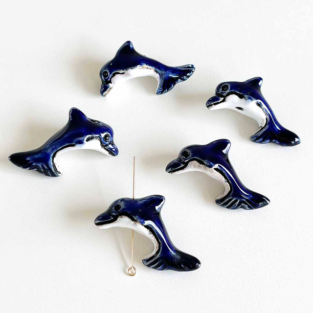 Fiasrel Cute animal-painted ceramic beads