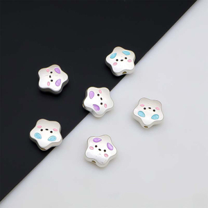 Fiasrel 10pcs Cartoon heart alloy beads