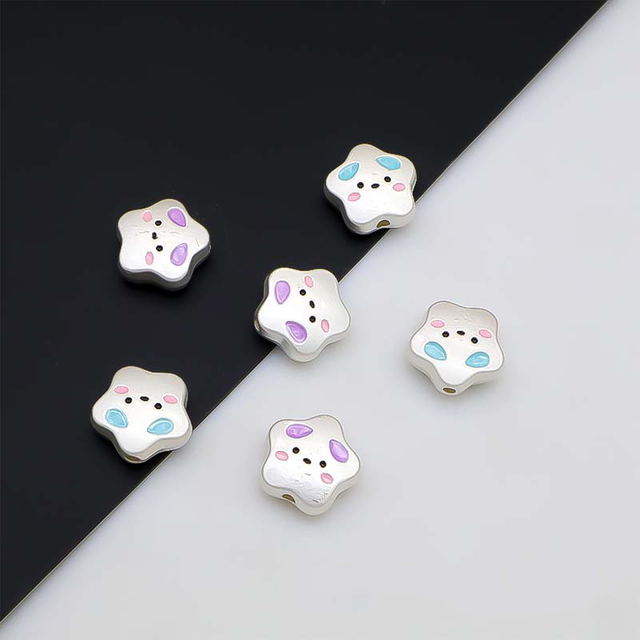 Fiasrel 10pcs Cartoon heart alloy beads