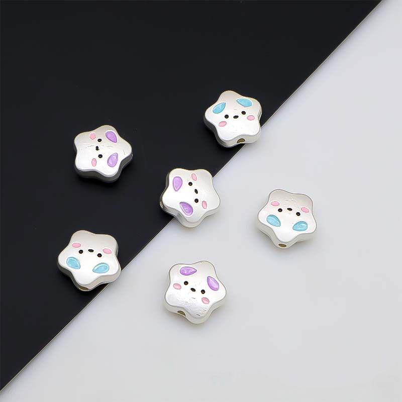 Fiasrel 10pcs Cartoon heart alloy beads