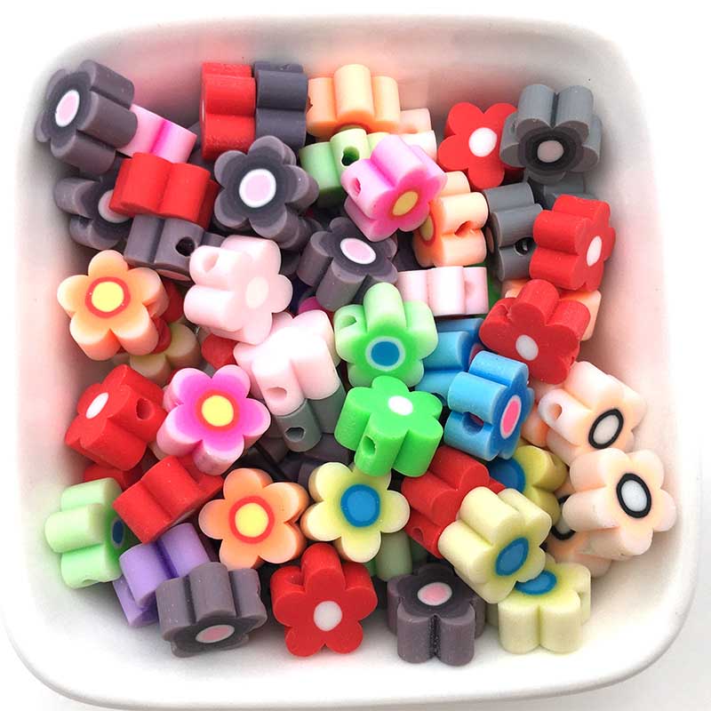 Fiasrel 100pcs Flower soft clay beads